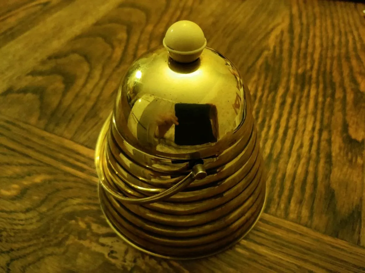 VINTAGE SOLID BRASS, Rare 5"Tall Honey/Jam Pot ! - Image 1