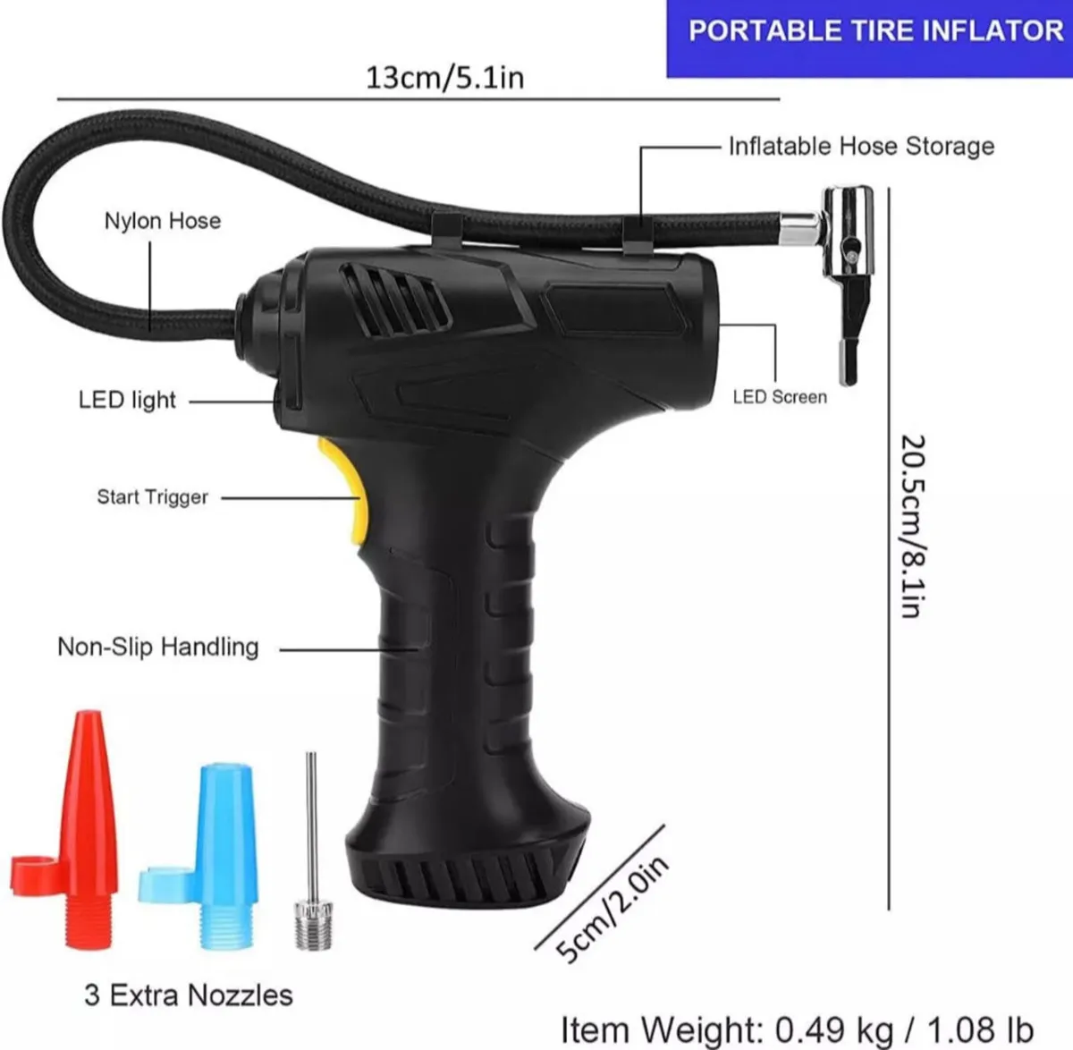 Portable Tyre Inflator Rechargeable NEW - Image 3