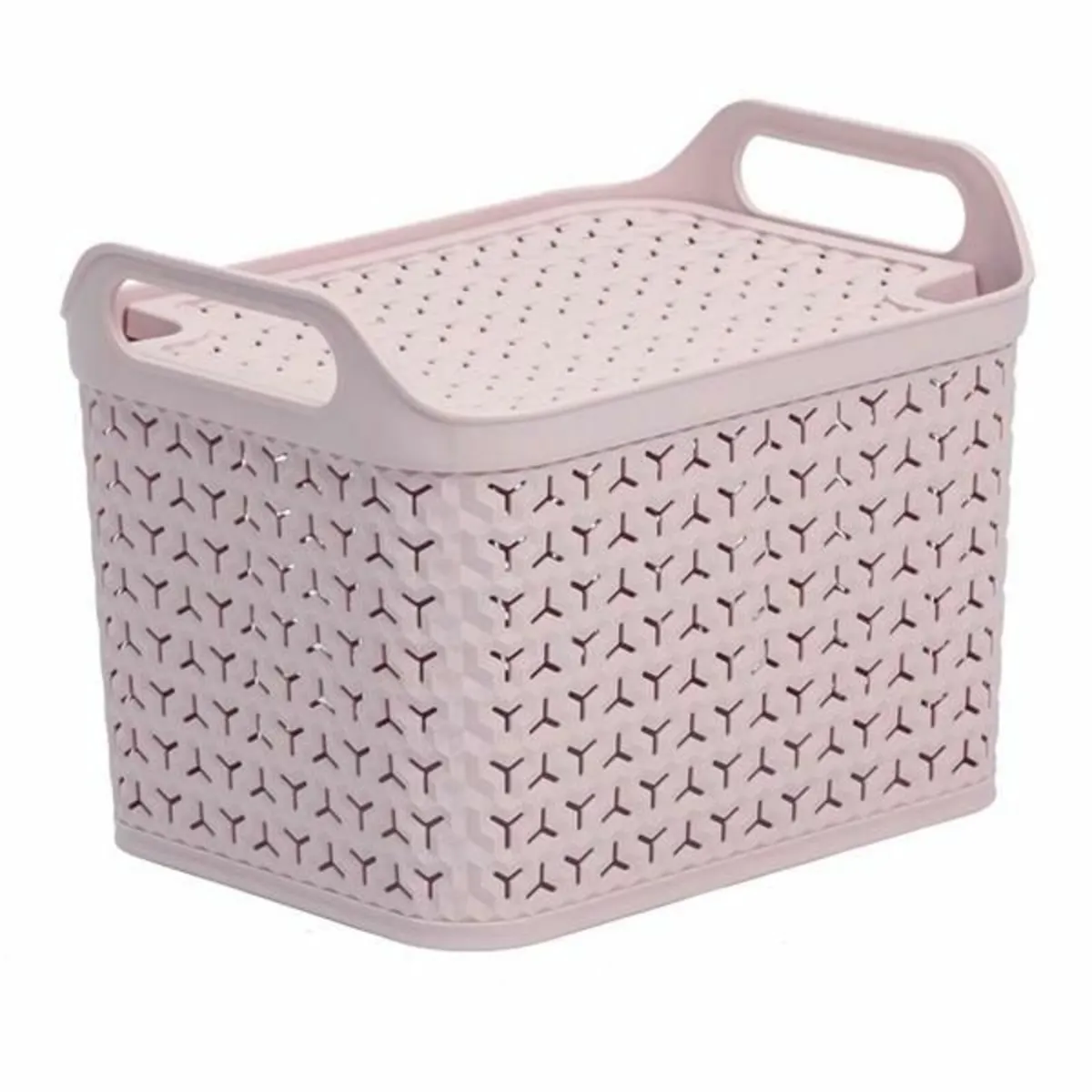 4 pink wicker storage baskets, brand new.