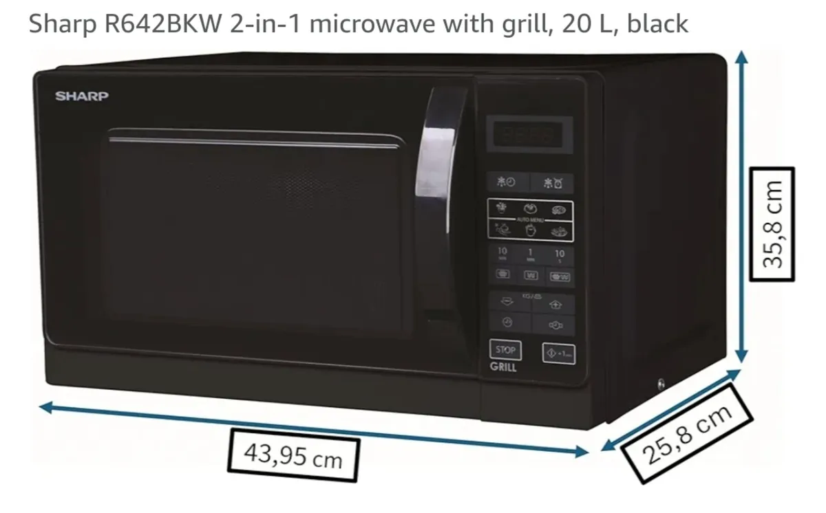 Sharp Grill compact microwave 2in1, 800w, 20l, bla - Image 2