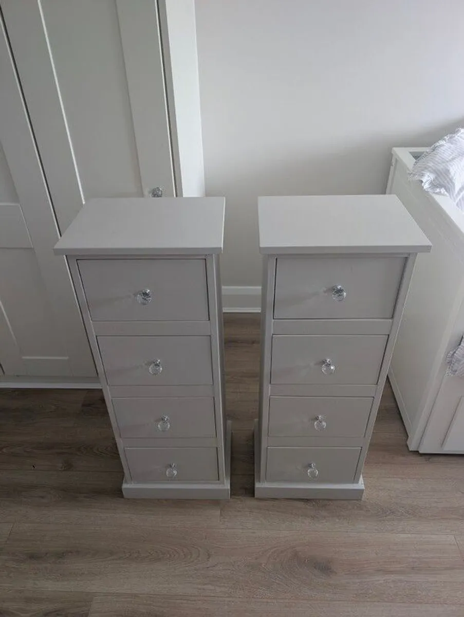 Pair of hand painted slimline bedside lockers / storage units - Image 1