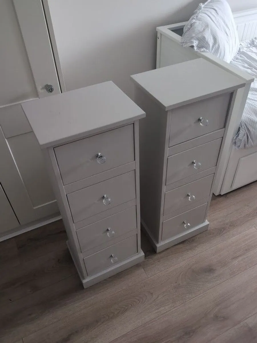 Pair of hand painted slimline bedside lockers / storage units - Image 2