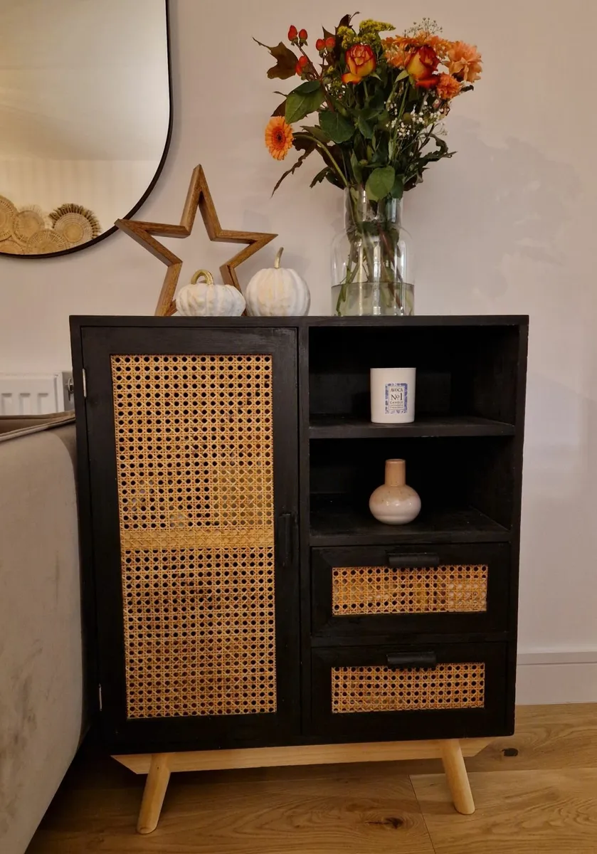 Black Rattan Boho Sideboard - Image 1