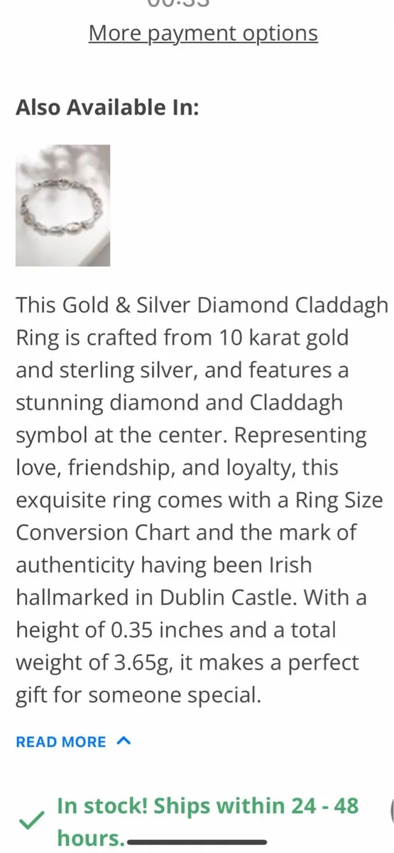 This Gold & Silver Diamond Claddagh Ring Size 8 - Image 2