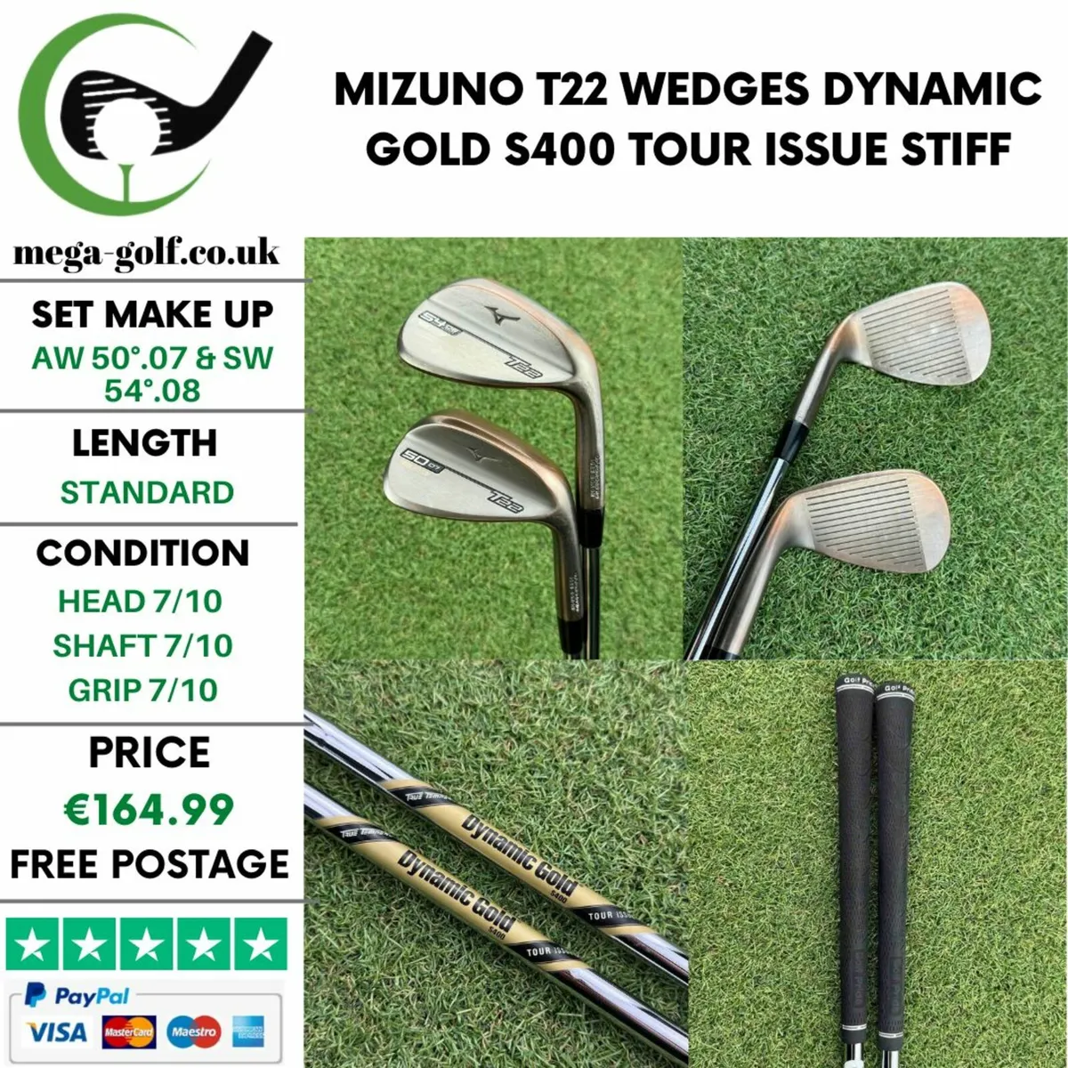 Mizuno T22 Wedges Aw 50°.07 & Sw 54°.08 / Stiff - Image 1