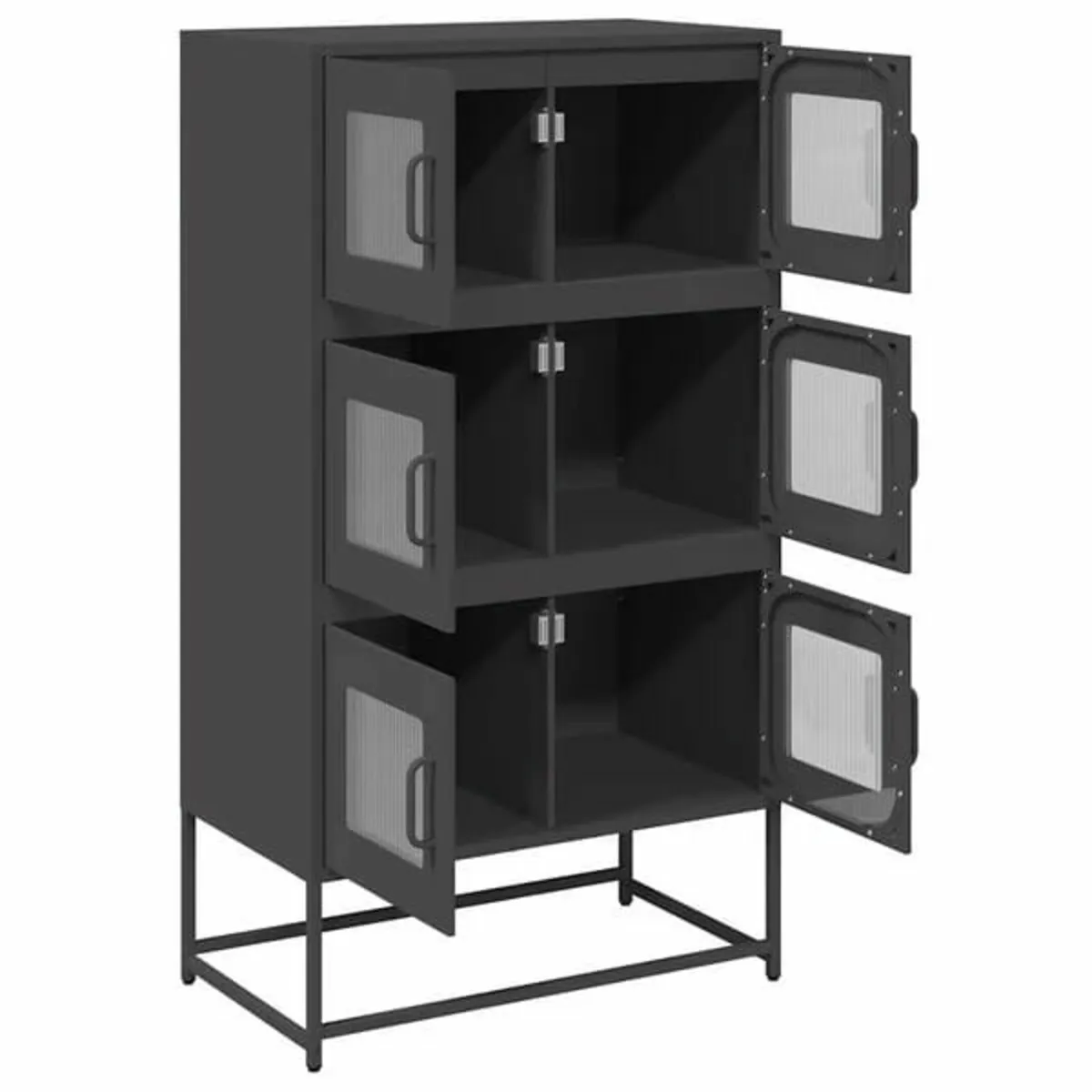 Highboard Black 68x39x123 cm Steel - Image 2