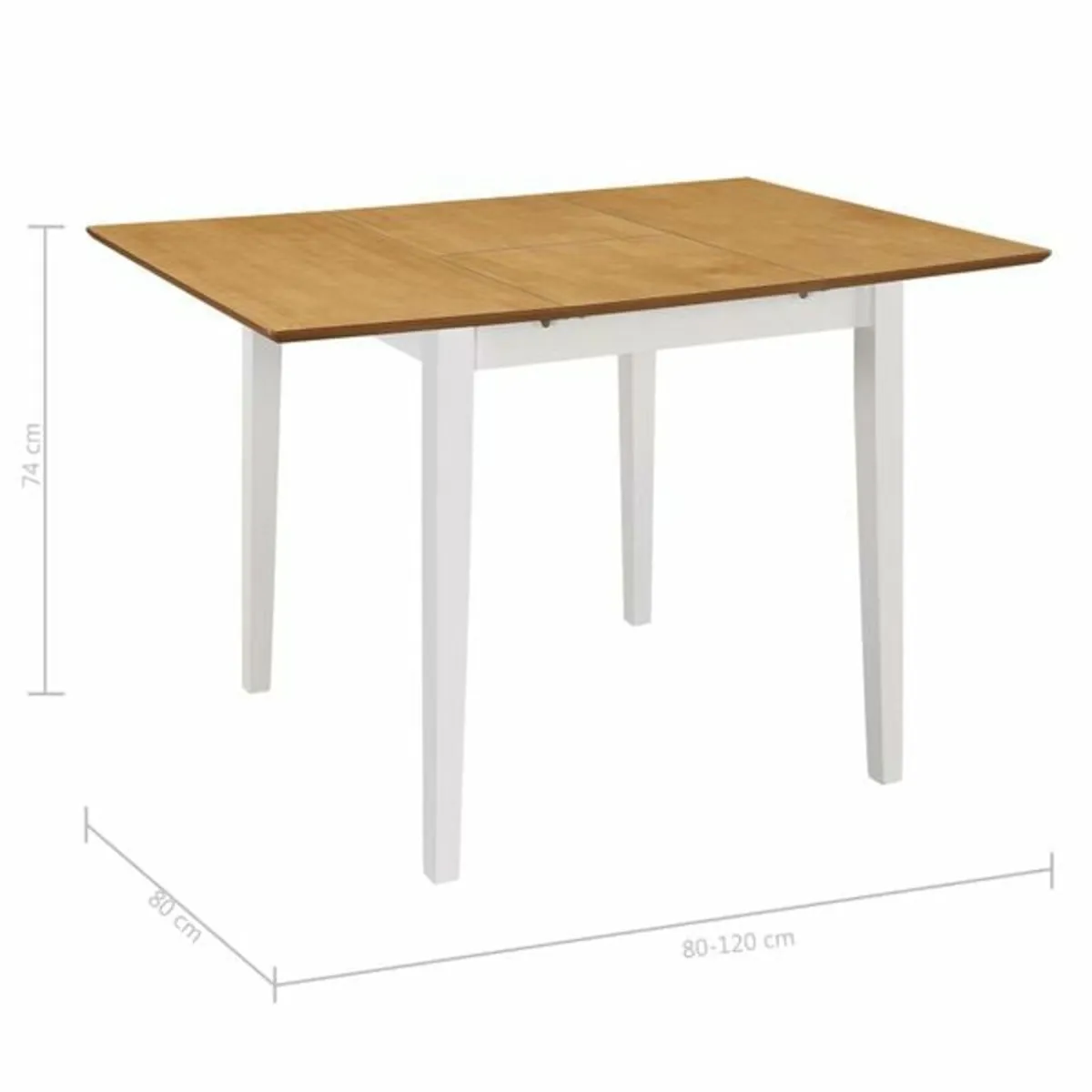 Extendable Dining Table White (80-120)x80x74 cm MD - Image 3