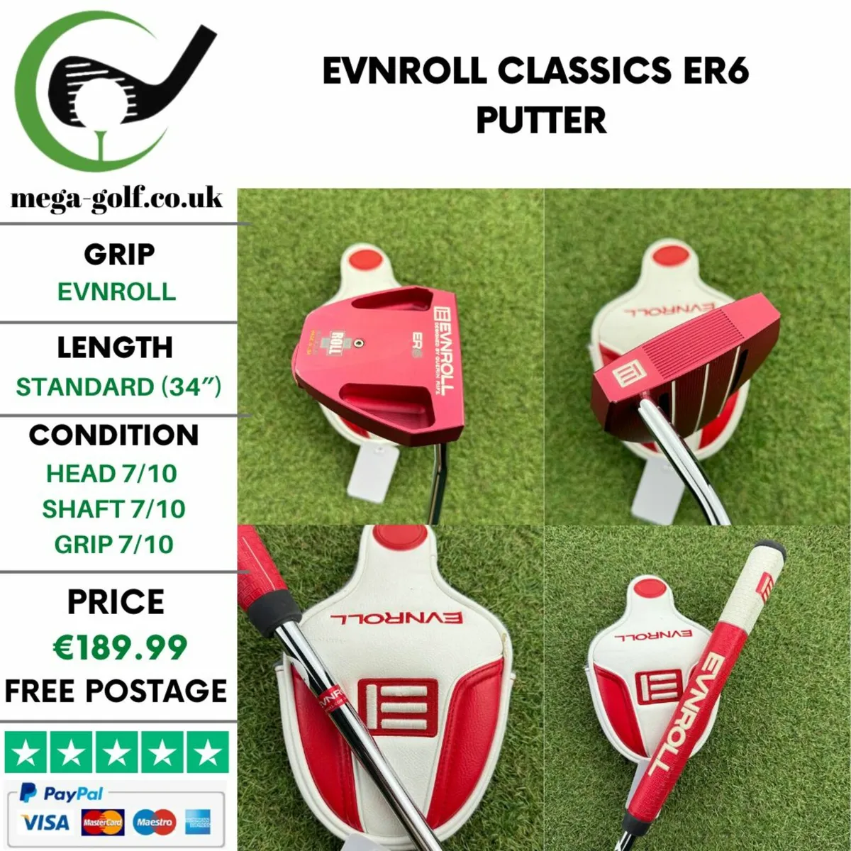 Evnroll Classics ER6 Putter / 34″ - Image 1