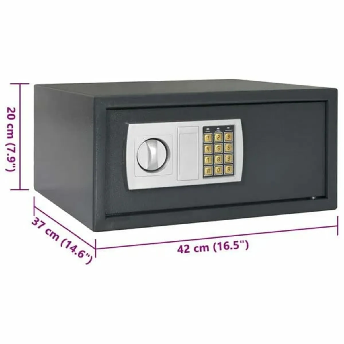 Digital Safe with Lock Dark grey 42 x 37 x 20 cm S - Image 3