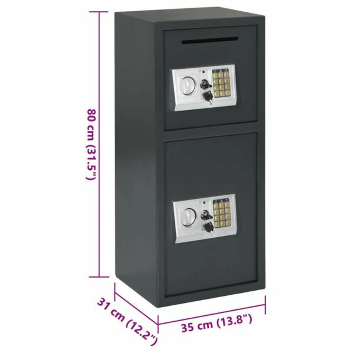 Digital Safe with Lock Dark grey 35 x 31 x 80 cm S - Image 3