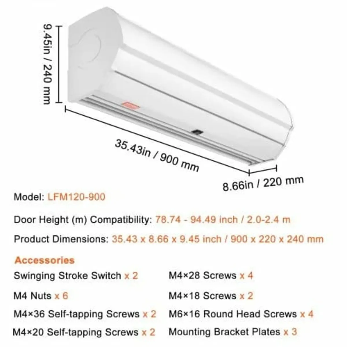 0.9m Commercial Indoor Air Curtain Super Power 2 S - Image 3