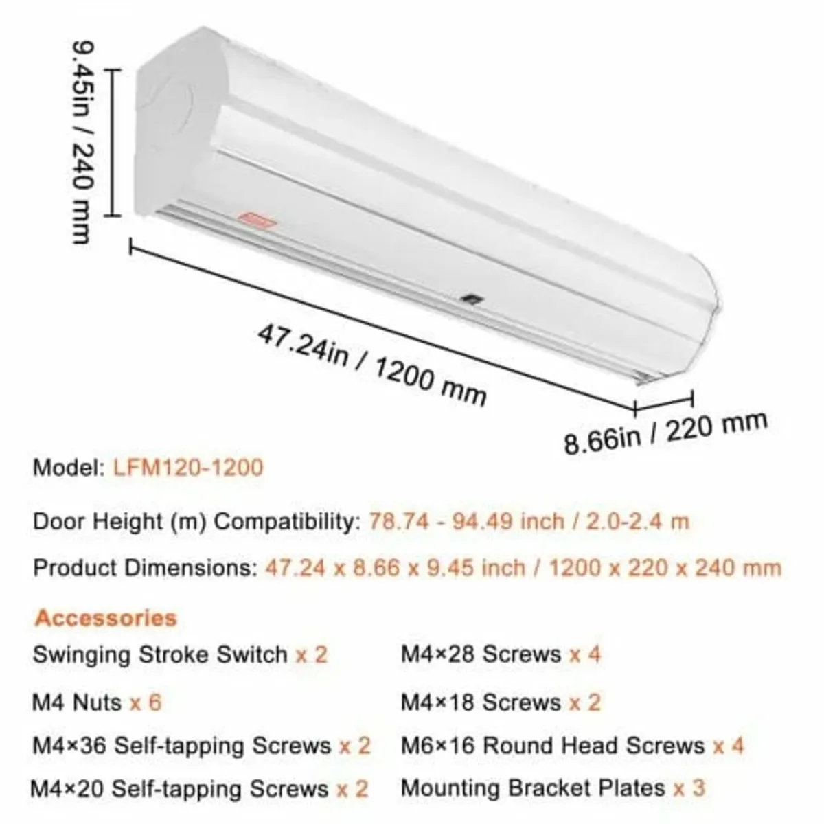 1.2m Commercial Indoor Air Curtain Super Power 2 S - Image 2