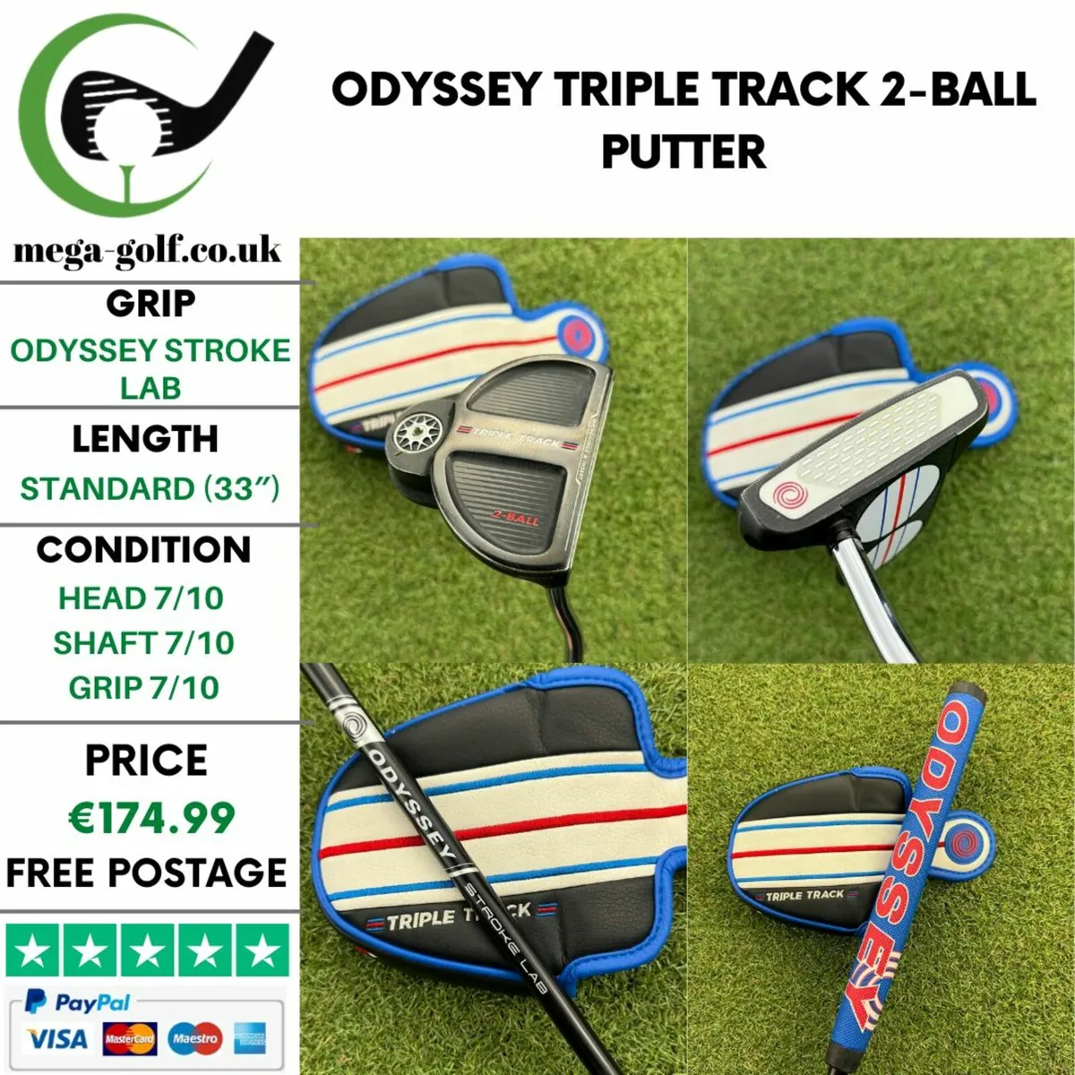 Odyssey Triple Track 2-Ball Putter / 33″ - Image 1