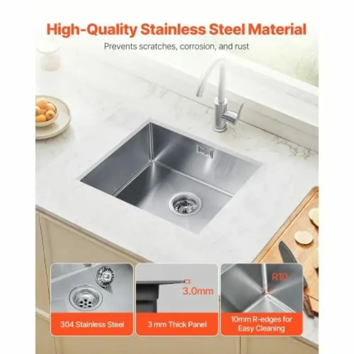 50cm Kitchen Sink Workstation, 304 Stainless Steel - Image 4
