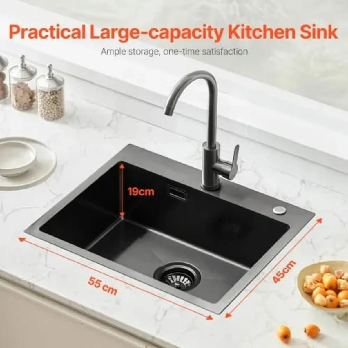 55cm Kitchen Sink Workstation, 304 Stainless Steel - Image 3