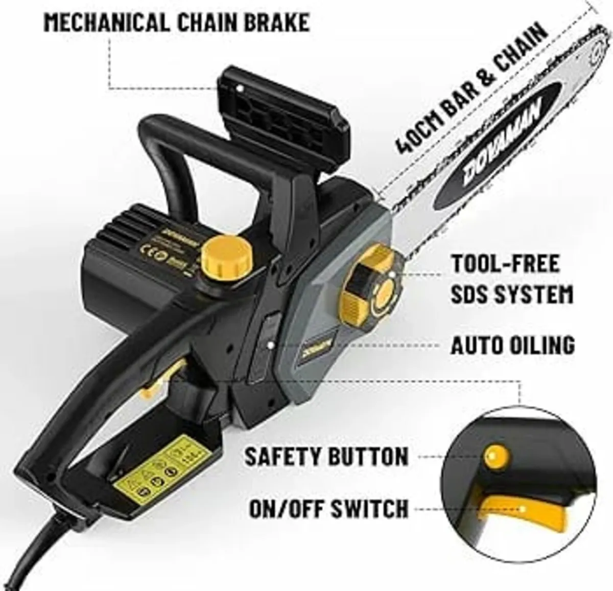 2400W Electric Chainsaw, One-Step Tool-Free Tensio - Image 4