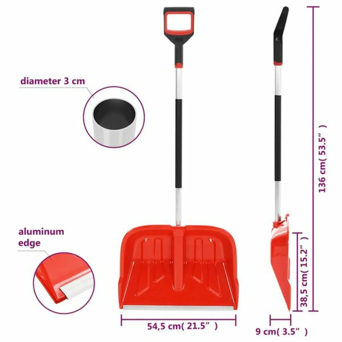 Snow Shovel Red 136 cm Aluminium

Description
With - Image 3
