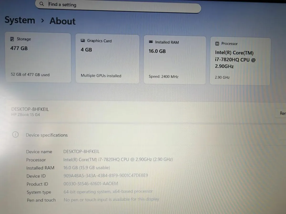 HP ZBook 15 G4 | i7 | 16GB | 512GB | 15.6" FHD | - Image 2