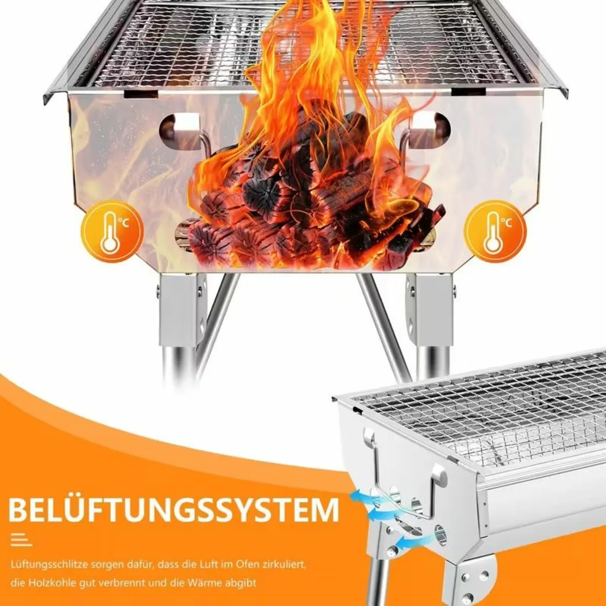 Barbecue Grill Portable Charcoal Stainless Steel - Image 4