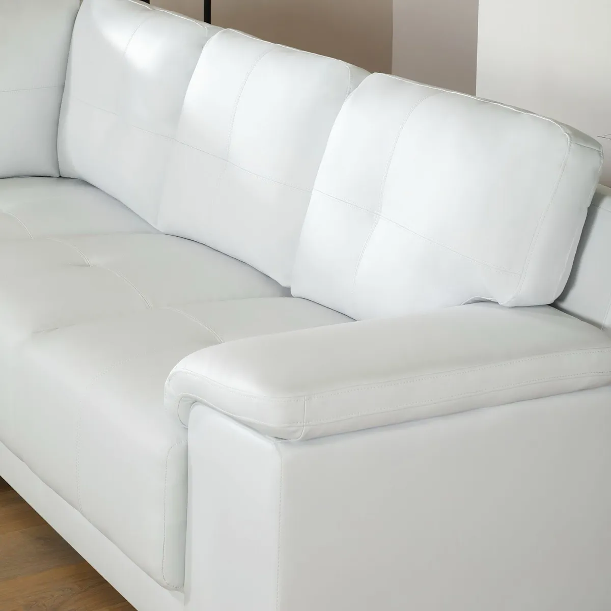 Corner sofa white leather - Image 3