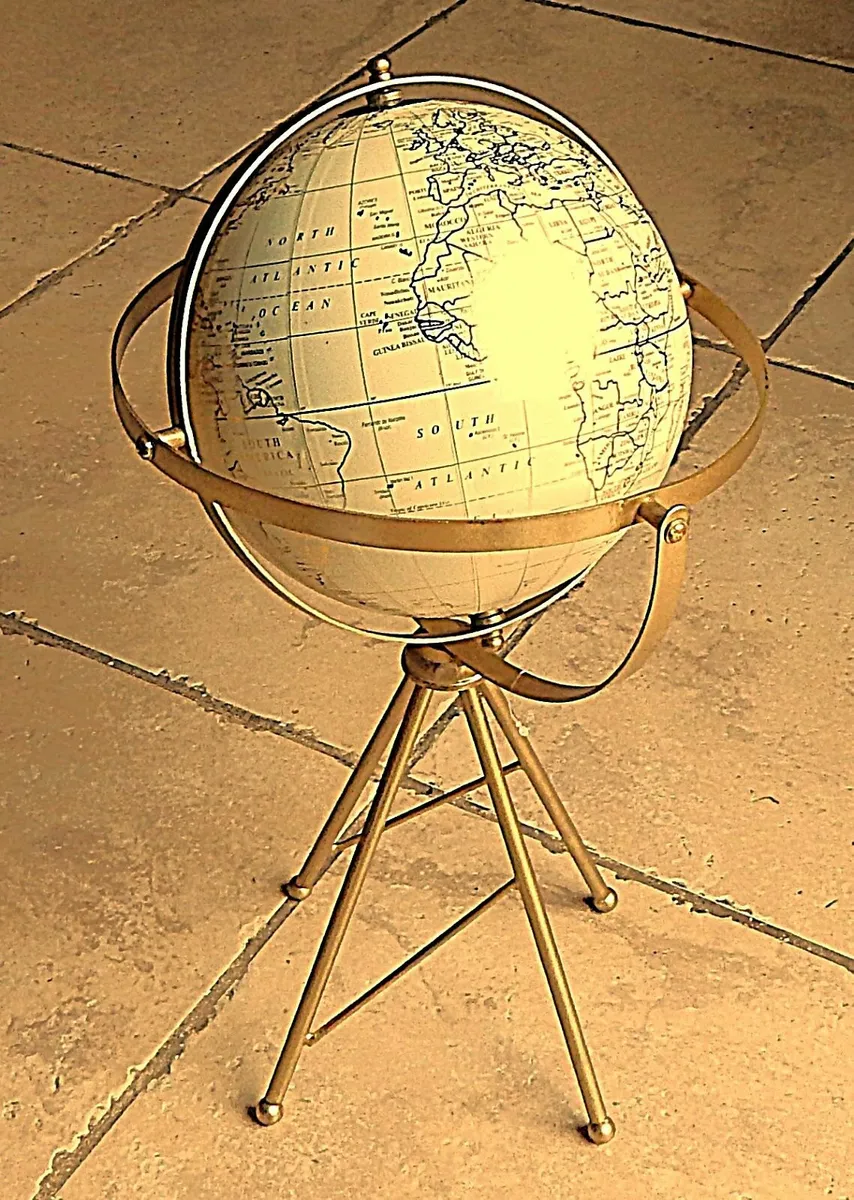 Desktop Rotating World Globe on Metal Stand - Image 1