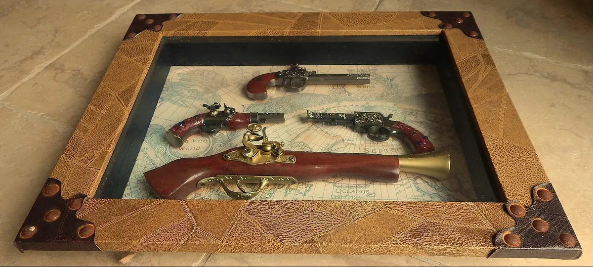 Shadow Box Diorama of Old Weaponry - Image 3