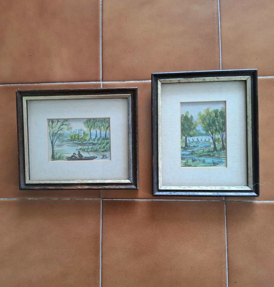 Two original miniature water colours see dimension - Image 1
