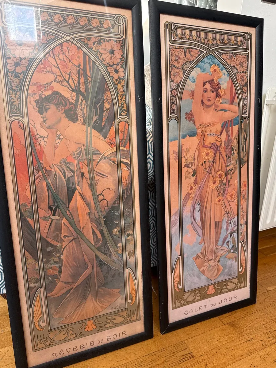 Alphonse Mucha Times of the day framed prints - Image 1