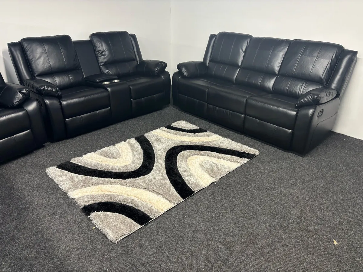 New 3+2 Black Leather Recliner Sofas €995 - Image 3