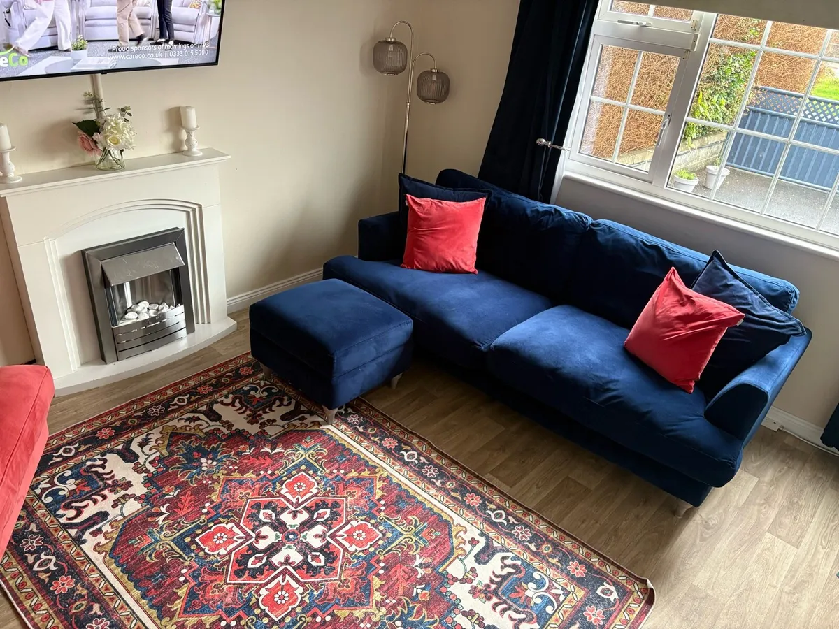 4 seater sofa, cuddler chair and storage puff - Image 2