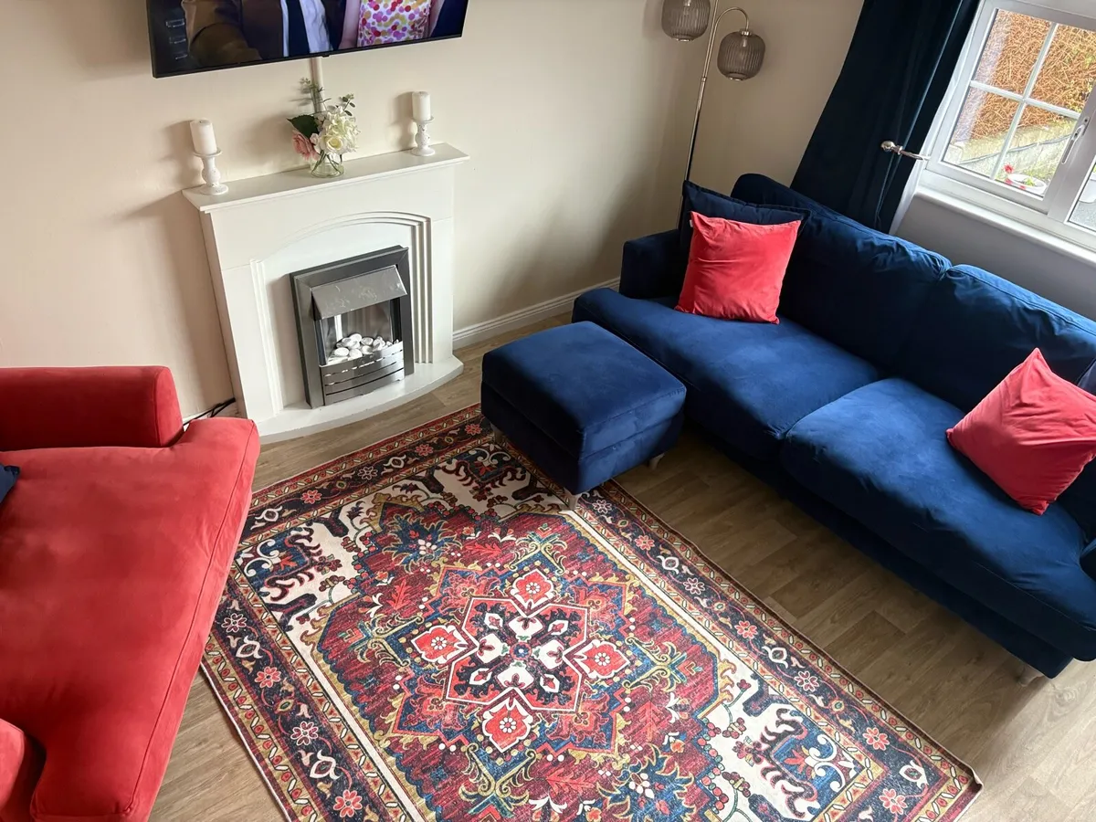 4 seater sofa, cuddler chair and storage puff - Image 4