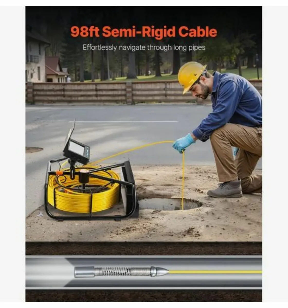 Sewer Camera, 98 ft/30 m, 4.3-inch - Image 3