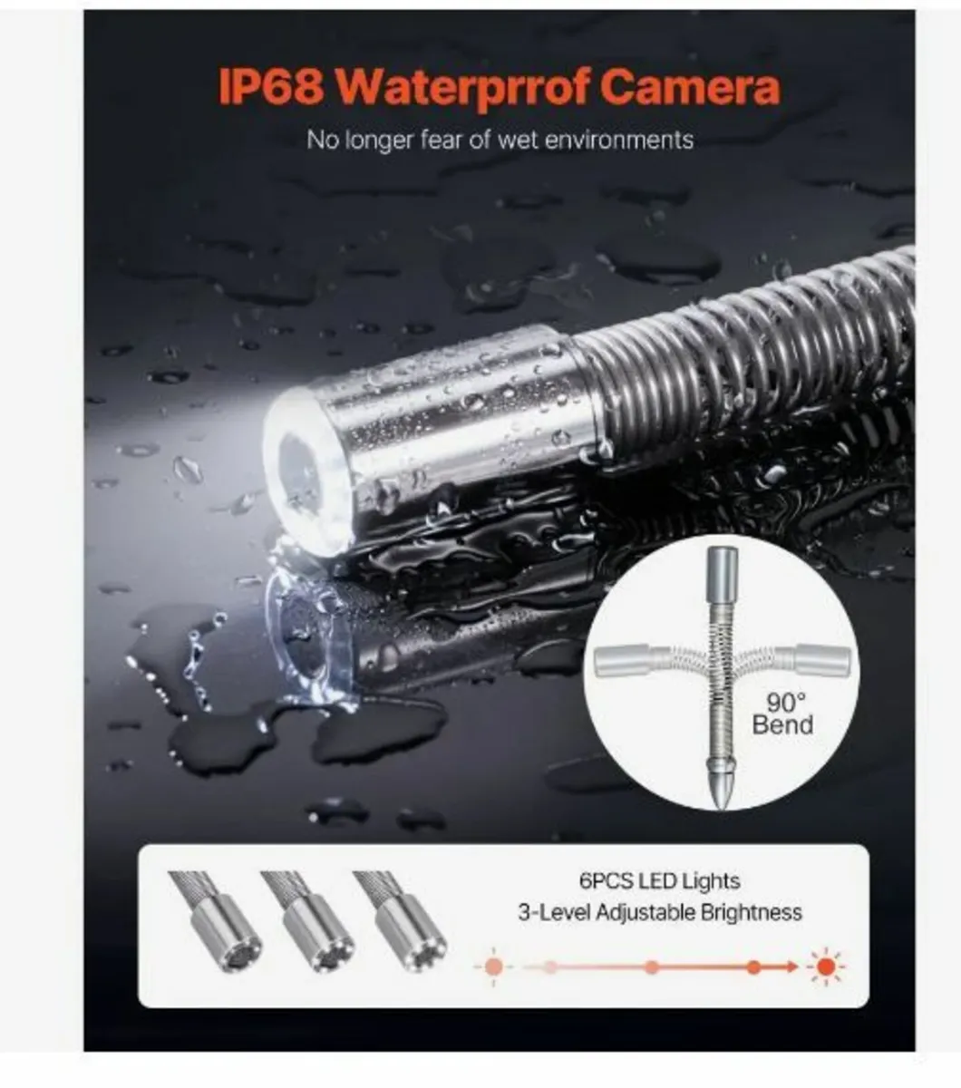 Sewer Camera, 98 ft/30 m, 4.3-inch - Image 4