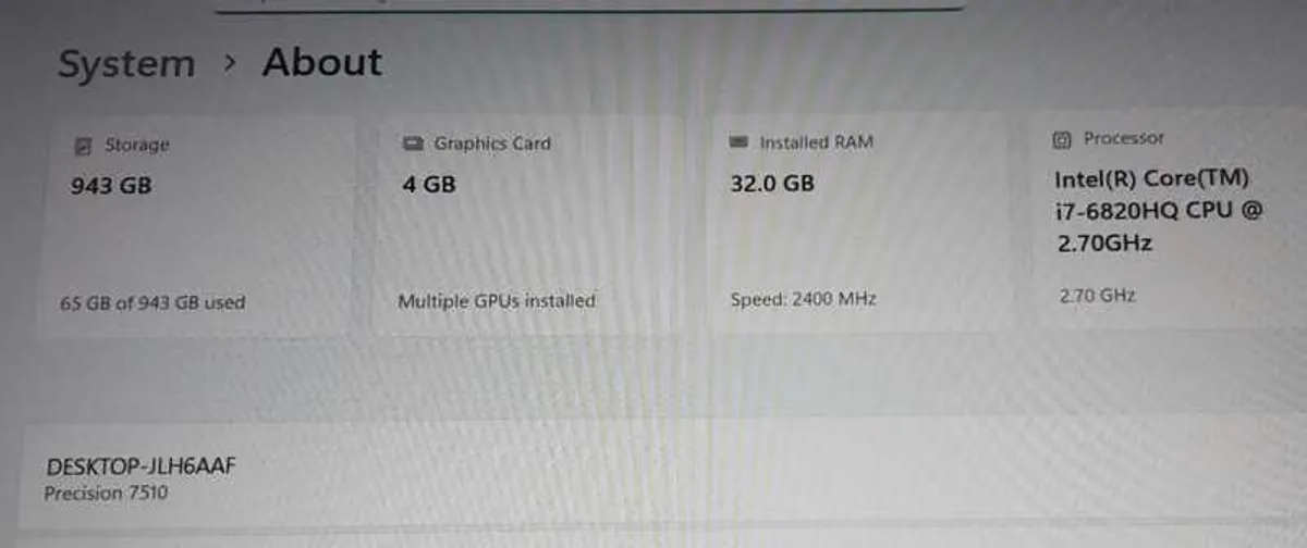 Dell Precision 7510 - i7 6th Gen | 32GB RAM | 1TB SSD |4GB GPU | Windows 11 | 15.6" Display - Image 4