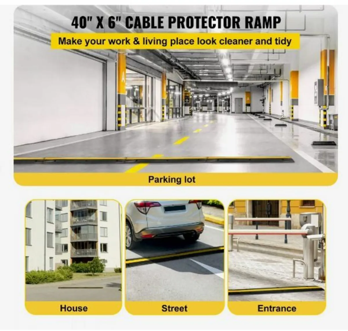 4 Pack of 1-Channel Rubber Cable Protector - Image 4