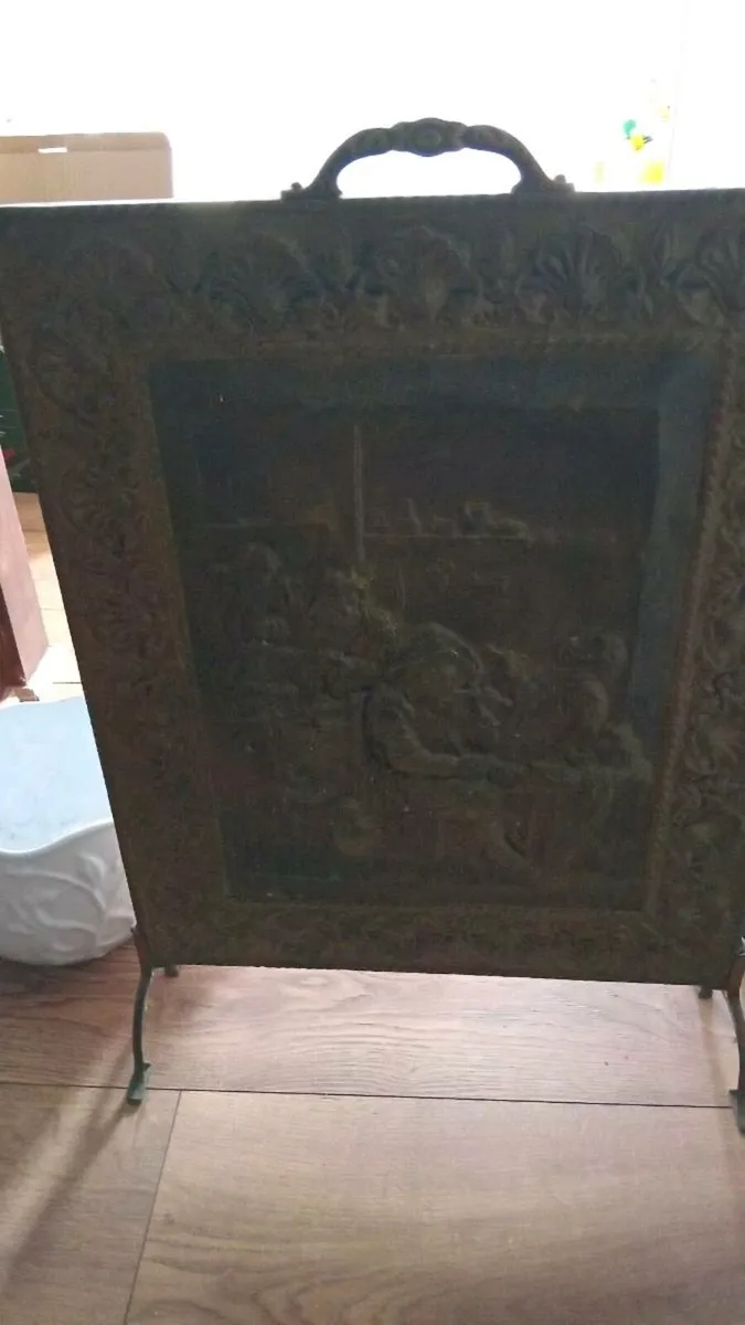 Vintage brass fire screen - Image 2