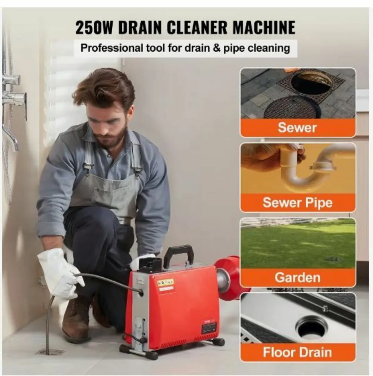 Drain Cleaner Machine 20m x 16mm 250W - Image 2