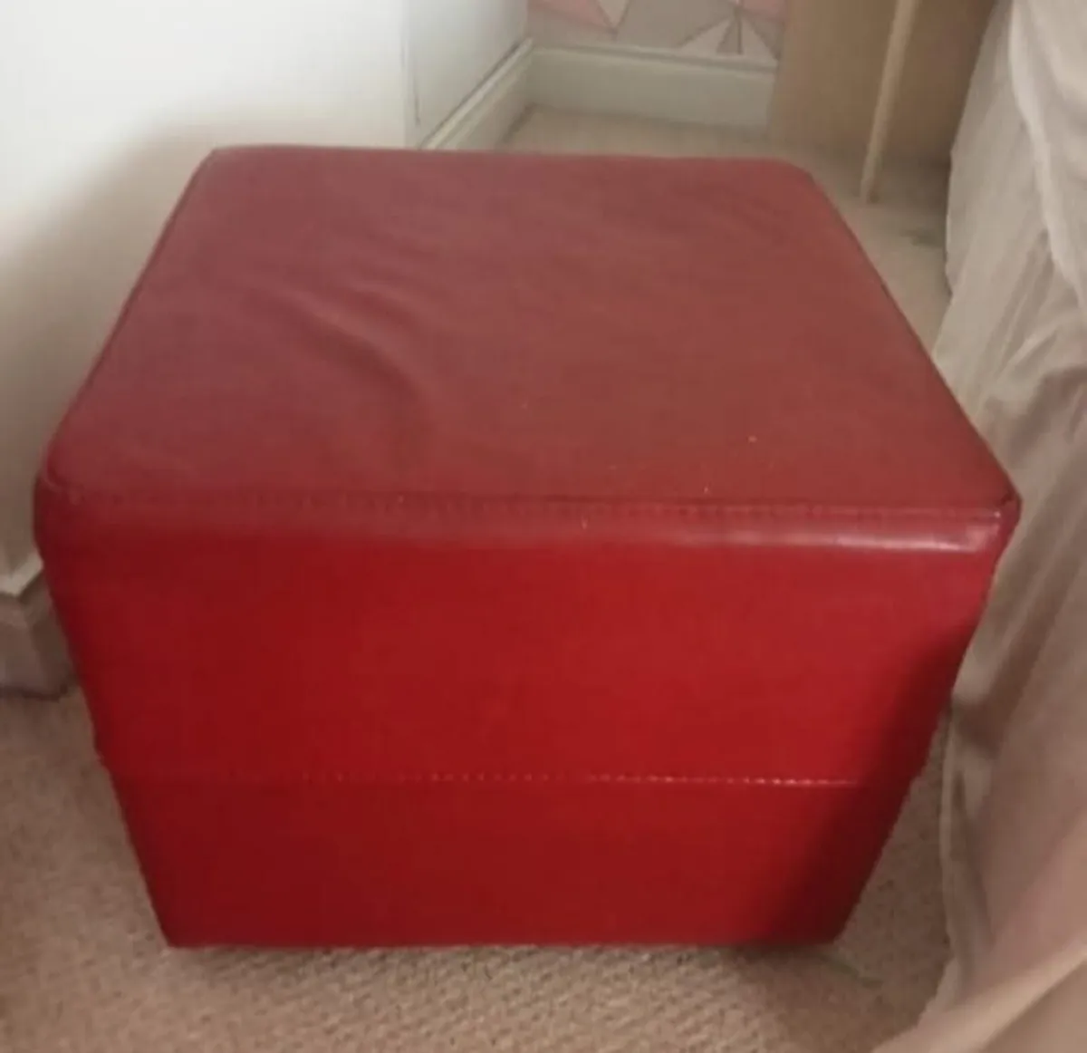 Red cube footstool