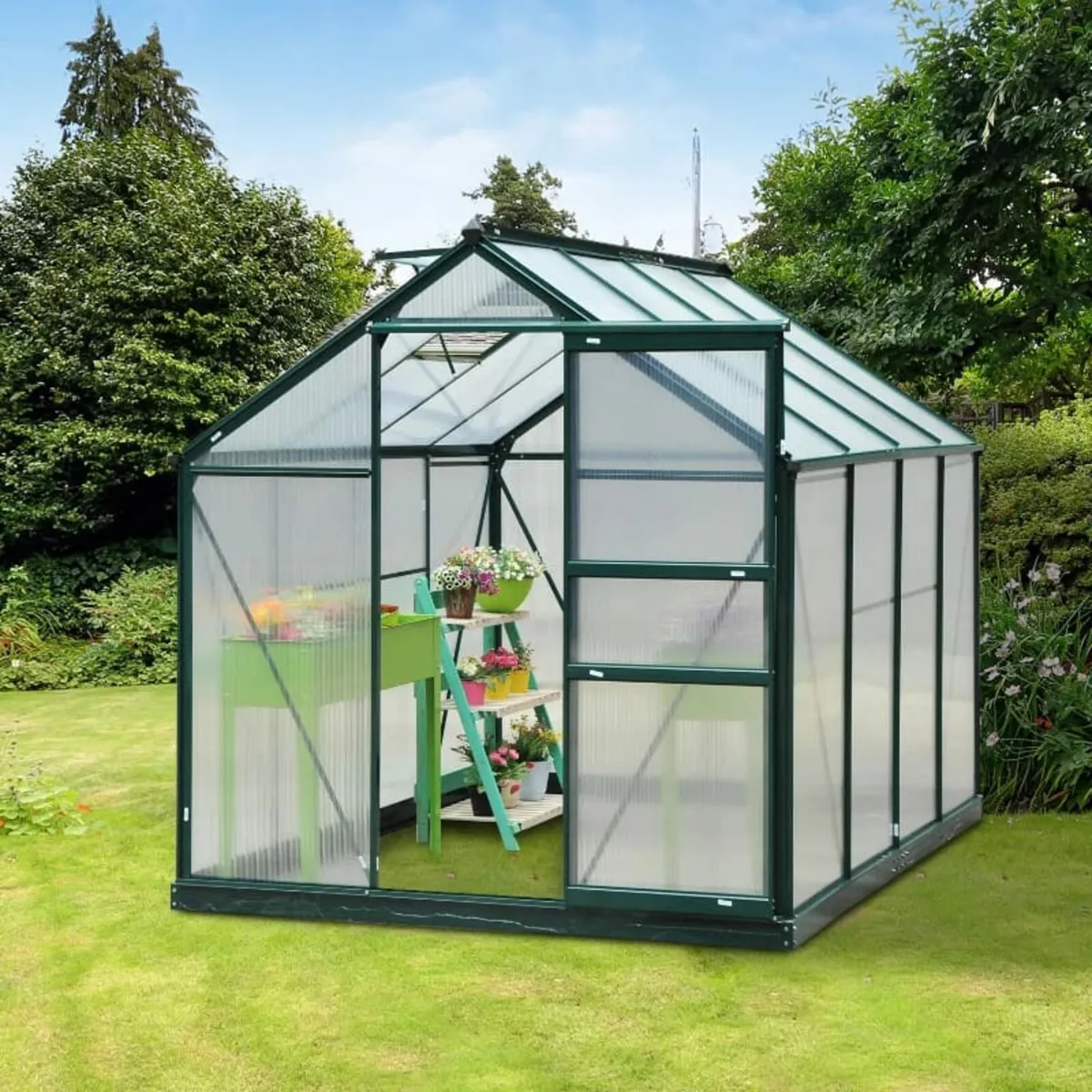 Clear Polycarbonate Greenhouse Large Walk-In Green - Image 1
