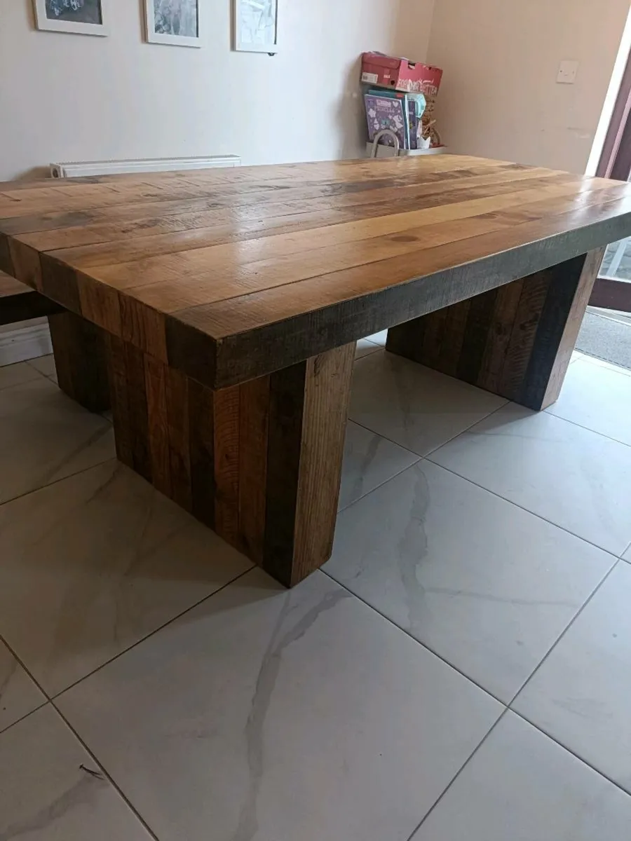 Ez Living Oak Dining Table & Bench - Image 4