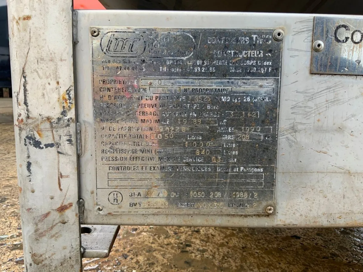 1000lts STAINLESS STEEL STORAGE VESSEL...706. - Image 4