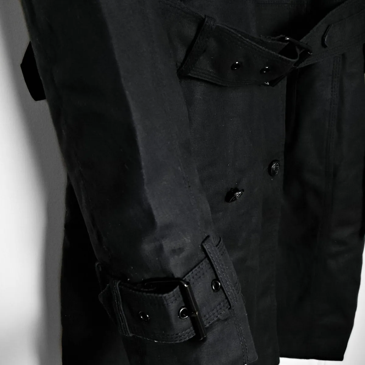 Zara Black Long Trench Coat Size M - Image 3