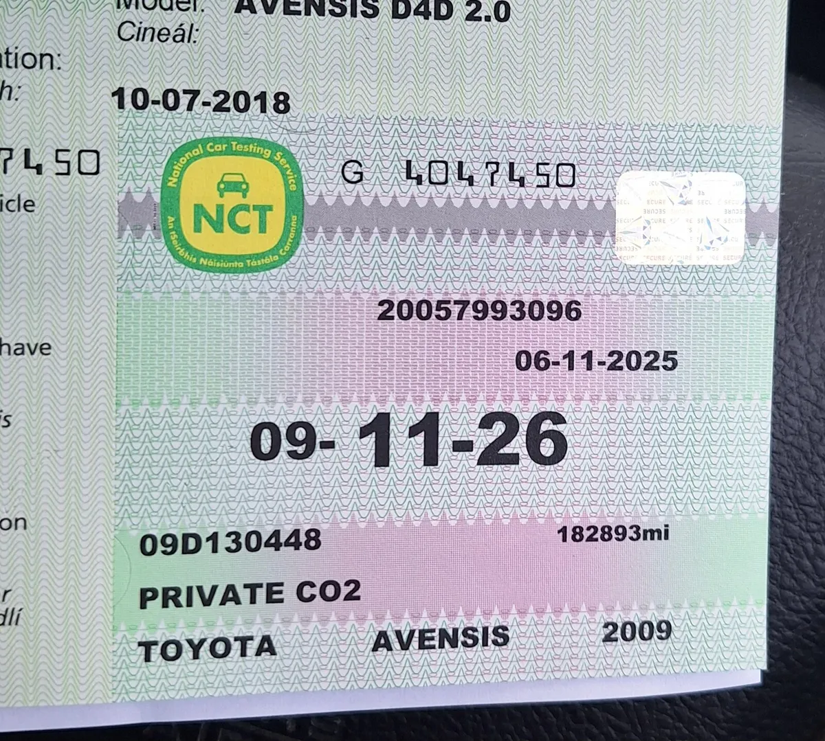 09 Avensis NEW NCT diesel high spec. - Image 2