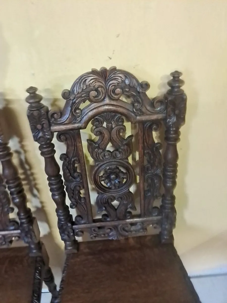 2 antique oak chairs - Image 3