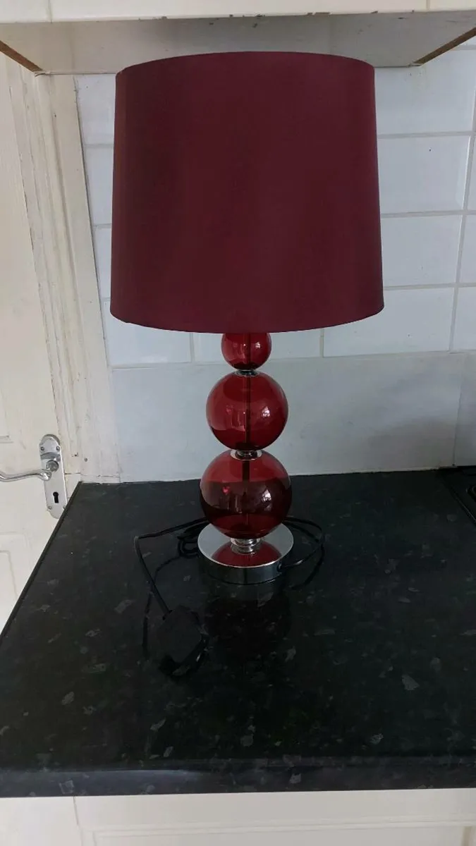 Beautiful chrome with cranberry glass table lamp