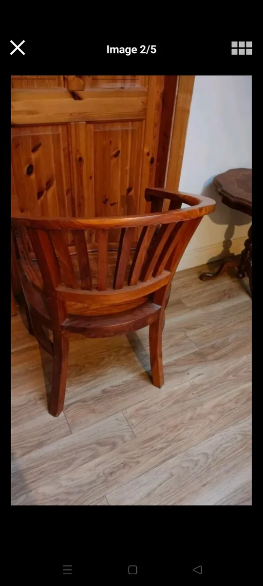 100% solid Oak Polish  wooden Chair - Image 2