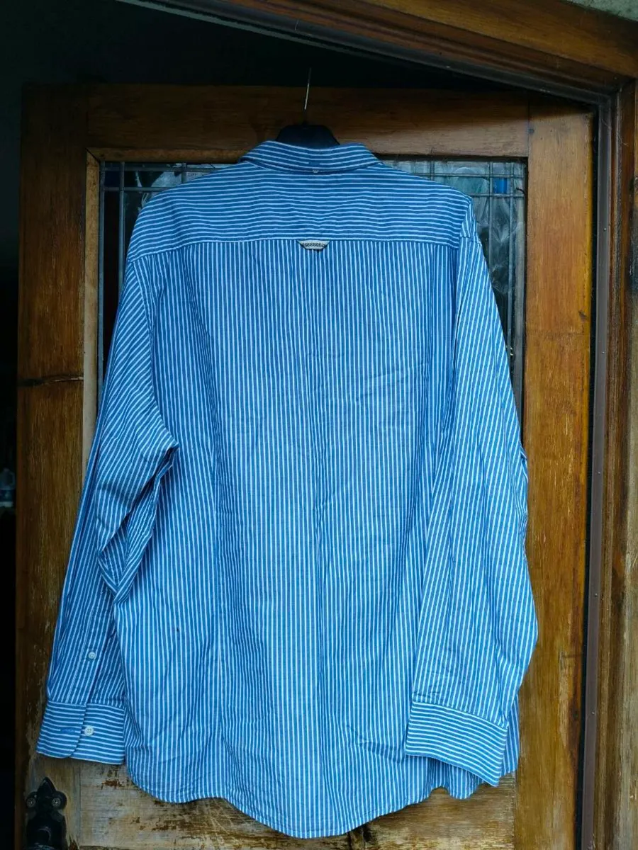 Man's plus size Pre End Blue and white stripe shir - Image 2