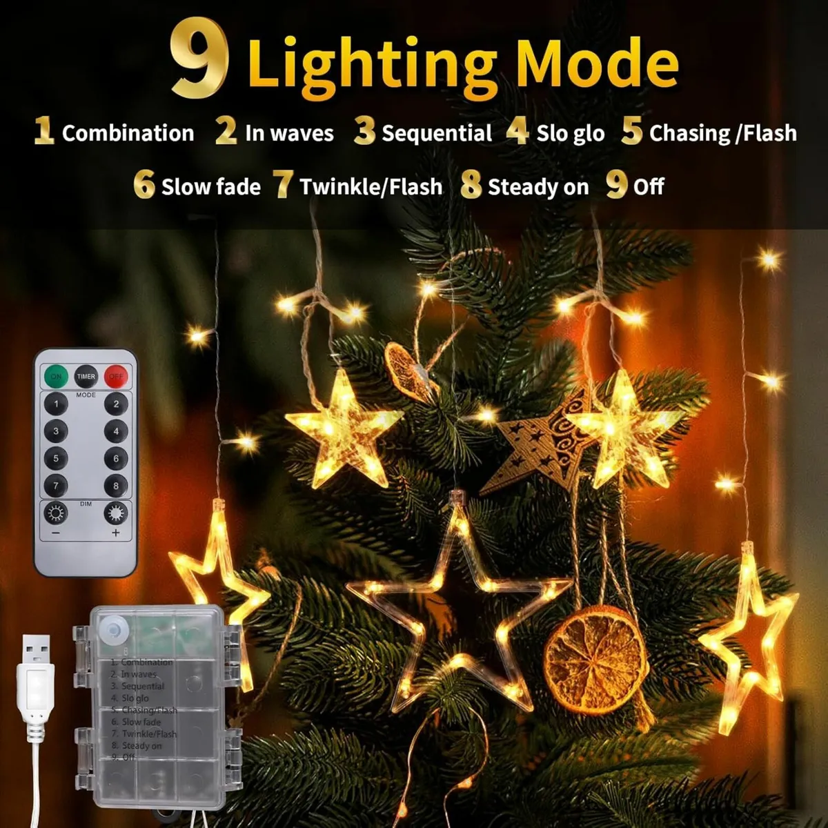 Christmas Star Window Lights 12 Stars 138 LED - Image 4