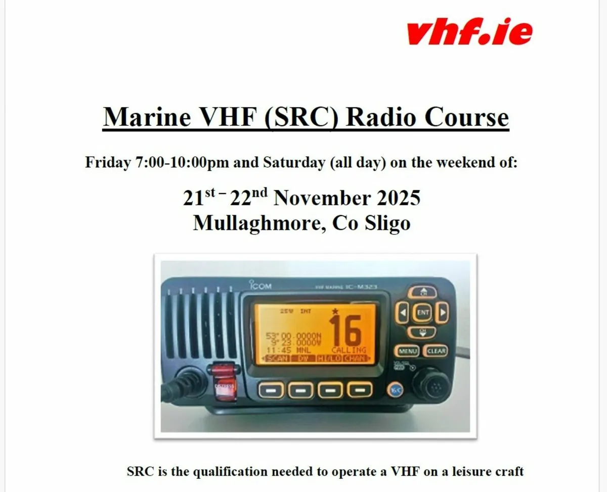 Marine Radio (VHF) Course - Co Sligo - 21/22 Nov - Image 1