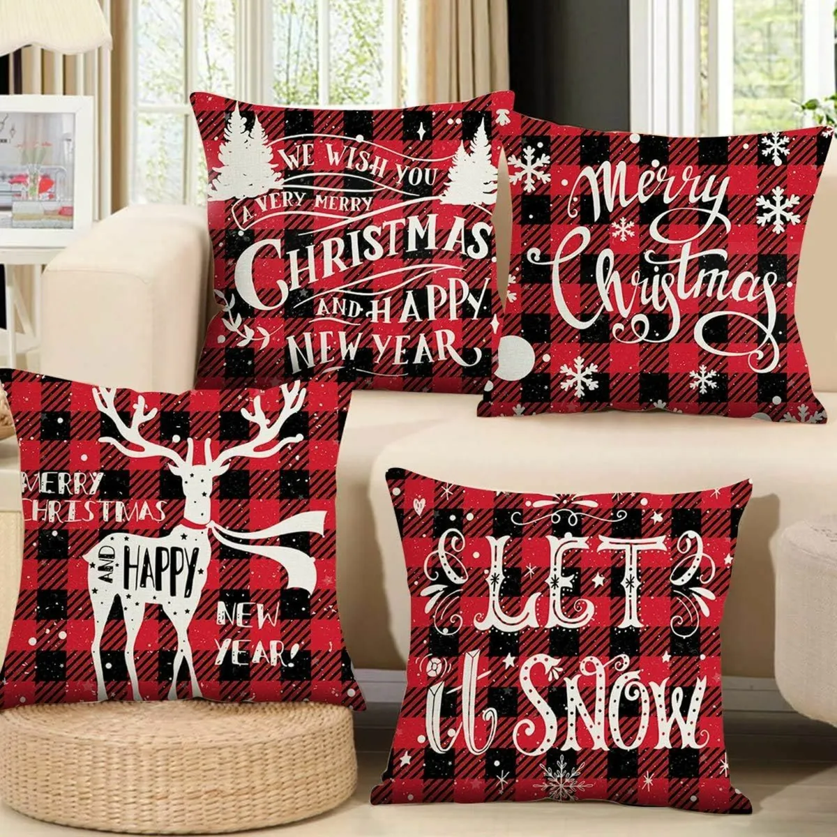 Set of 4 Christmas Cushion Covers  45x45cm - Image 1